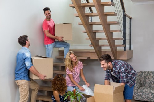Packed boxes prepared for house removals in Waterloo