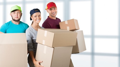 Reliable man with van team supporting a local relocation