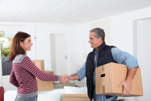 Removal van and building access setup for flat removals in Waterloo