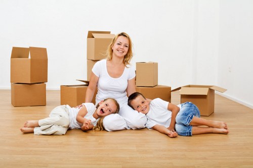 Moving boxes and furniture loaded for a Waterloo relocation